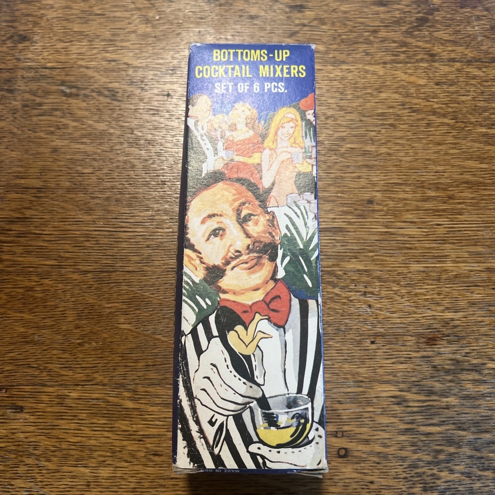Bottoms Up Swizzle Sticks, Rare Mid-Century Vintage Man Cave: Made In Hong Kong,